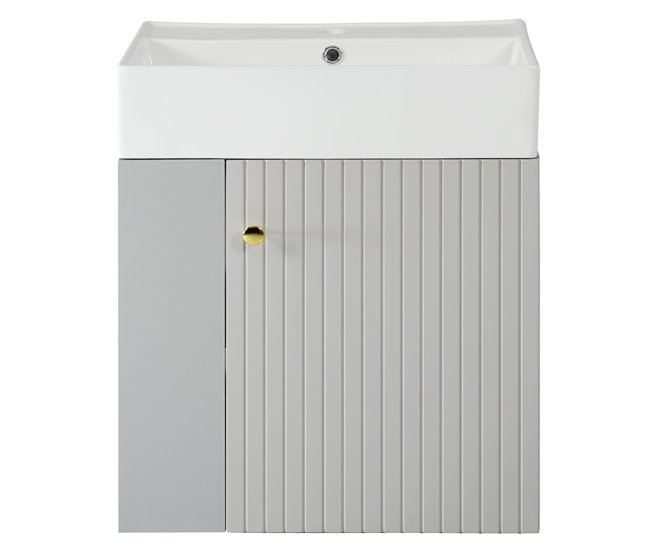 2f27e7201b81f9ce6e0e14a5c43a12b5a87edcef_e929722c8c9f41b7a47229bdcf8c351b Premium Mueble de baño suspendido con lavabo cuadrado - 4 compartimentos - Blanco (grifo no incluido) - Conforama