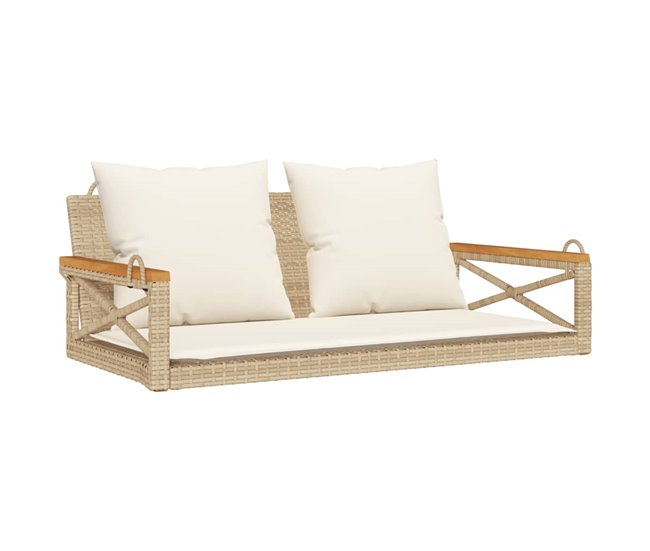 vidaXL Banco columpio con cojines ratán sintético beige 109x62x40 cm - Conforama Envío Inmediato