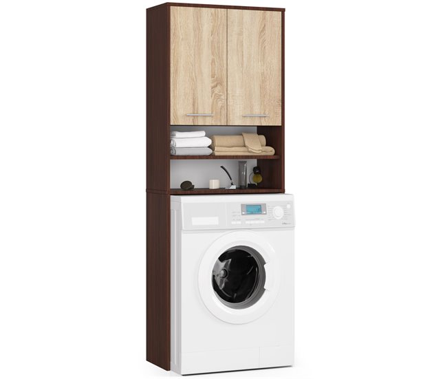 2f808310e2d4c017edc8e6c166dbcefb6b4bc99c_c4b4a47fc8a449fbb42cd2b7dfa12378 Columna de baño AKORD FIN para empotrar la lavadora FIN Wengué 64 cm 2 puertas Nicho frontal blanco 4 baldas 64x30x180 cm - Conforama Stock Limitado