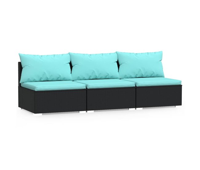 2fed7058535e72b02724c5b6a854bd7b3788691f_205bbcc4bc3149f8ae324573bc6179e4 Popular Sofá de 3 plazas con cojines ratán sintético negro - Conforama