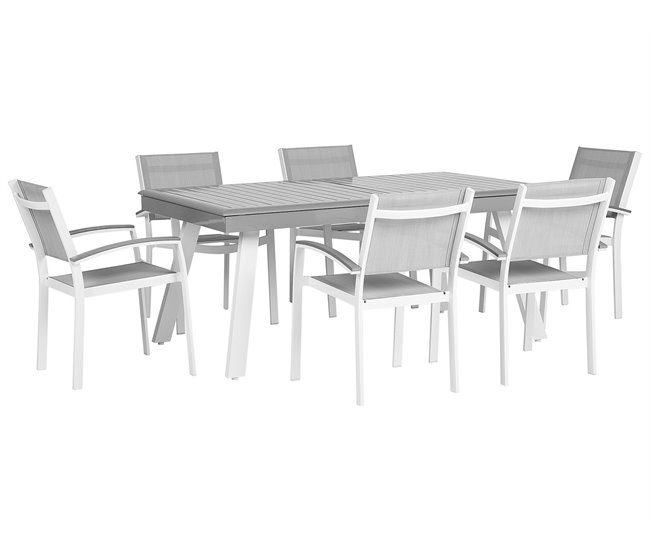 30f1e3aab8df57e0e7b9bb5cbad90f54933f1a64_db22008312704758a715d17e058beaaf Conjunto de comedor exterior 6 plazas PERETA Metal Gris - Conforama Promoción