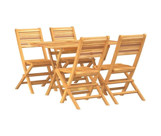 Envío Inmediato Juego de comedor para jardin 5 piezas madera maciza de teca - Conforama
