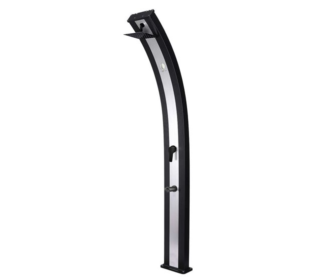 31869daf19e35889c1e2808241456ef3d6bdd53c_af8e09fbaf8c4b8aa587f71742d74e3a Ducha Con Calefacción Solar En Aluminio Negro, Modelo Ella Con Banda Central Inox. Ducha Ecológica De Exterior Con Gran Depósito De 40 Litros, 224 Cm De Altura, Equipada Con Mezclador, Gran Rociador Cuadrado y Útil Grifo Lavapies. - Conforama Auténtico