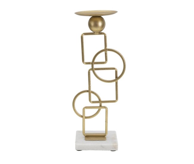 Portavelas MF343, Mármol, Oro - Conforama Oferta Especial