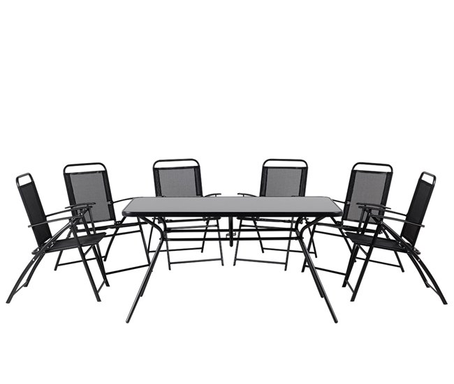37d9459aef3d755a0bf067a7107190d44f6415d5_f1f2a110aa054a6296902e72551cac87 Conjunto de comedor exterior 6 plazas LIVO Metal Negro - Conforama Oferta