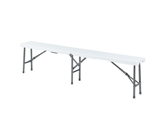 Precio Económico Banco plegable Ljusnarsberg para 4 personas metal/plástico 180x25x43cm - Blanco [en.casa] - Conforama