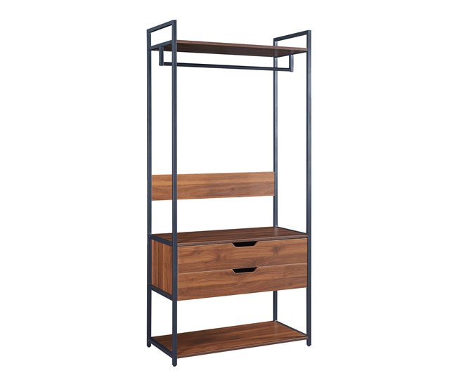 Perchero burro Larem con 2 compartimentos 180x84x40cm - Efecto nogal [en.casa] - Conforama Liquidación