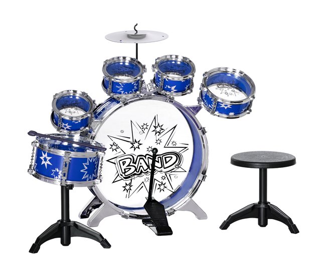 AIYAPLAY Batería Infantil con Taburete Batería para Niños de +3 Años con Tambores Bombo Platillo Pedal y Baquetas Diseño con Tema de Estrellas 65x22x57 cm Azul - Conforama Pago Seguro
