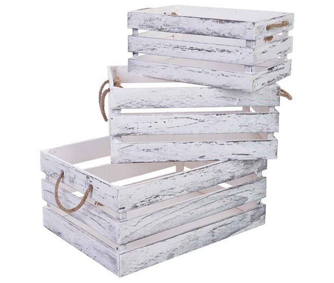 Cajones de madera set 3 pzas 40x30x18h-35x25x16h-30x20x14h cm - Conforama Venta Final