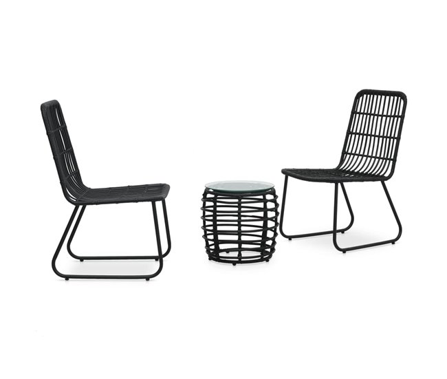 3d0f3feebc47f58a496bb5ab36af13c2bf3c0994_587f208ea2f84f10b73c4360ba480805 Alta Calidad Set de mesa y sillas de jardín 3 piezas ratán sintético negro - Conforama