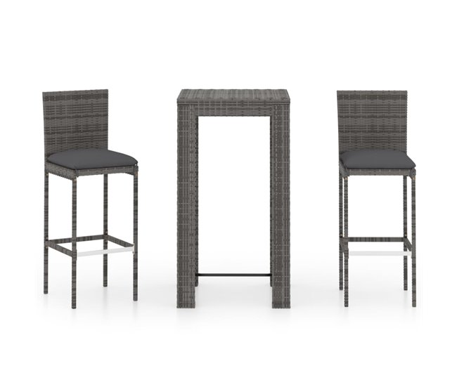3d20a63f88669527b0548a2f8423aaa95037de08_bfbee4fff31f49c68b4fd656315d3f4c Precio Rebajado Set muebles bar jardín 3 piezas y cojines ratán sintético gris - Conforama