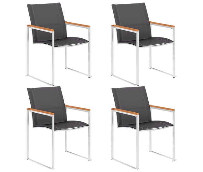 Sillas de jardin 4 unidades textilene y acero inoxidable gris - Conforama Mejor Precio