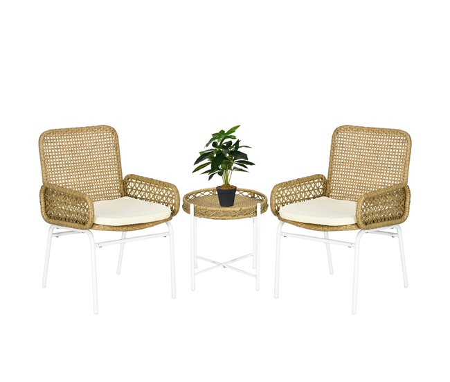 3f8708f4ced0c4d15e412e98560174b5b6231ac1_dd517945530448d69f2b96049d36af8b Outsunny Conjunto de Muebles de Jardín Juego de 3 Piezas Sillas y Mesa de Ratán con 2 Sillas 1 Mesa de Centro y Cojines para Terraza Patio Natural - Conforama Ordena Ya