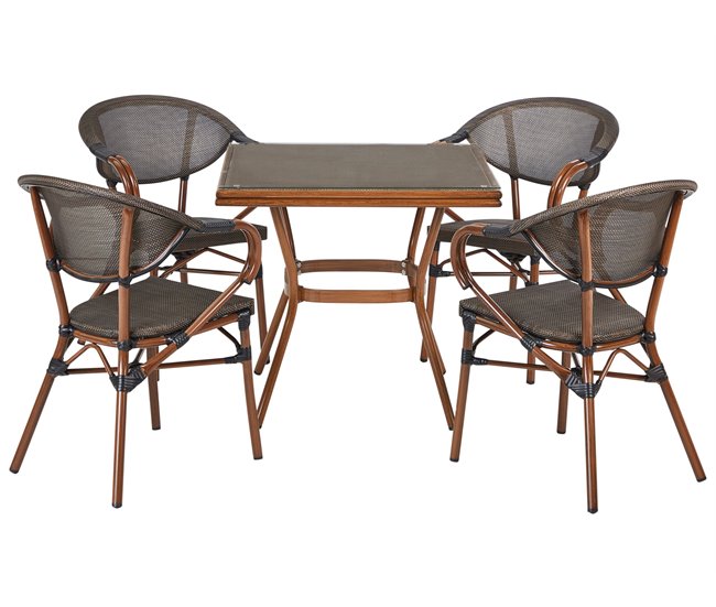 40fcff65afee597e45dda44d1740e6a9e04bcad3_fe4518cae41147bb81f9bb52aa12444f Conjunto de comedor exterior 4 plazas CASPRI II Metal Gris - Conforama Artesanal