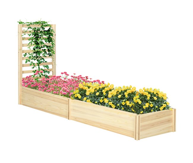 Pago Seguro Outsunny Jardinera Exterior Grande de Madera Jardinera con Celosía para Plantas Trepadoras y 2 Cajas de Cultivo para Patio Terraza Balcón 230x60x110 cm Natural - Conforama