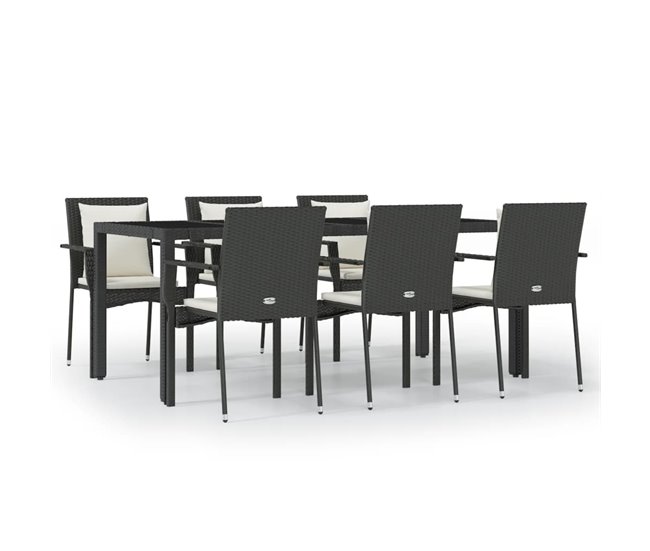 410fe6e0760d31f9abb694fc6689381f6571f1d2_ccf4488529bd4939aa8c4569234497f8 Set de comedor de jardin 7 piezas y cojines ratán sintético negro longitud mesa 190 cm - Conforama Venta Final