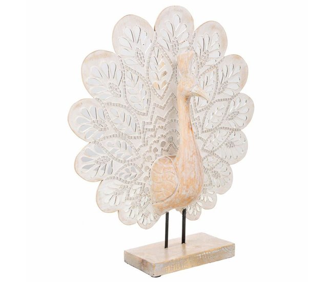 41a45b26b99d4c39054571686f39984358fc0937_24d7568d9dda4bd195a80115d1b9aa33 Oferta Figura Decorativa Alexandra House Living Natural Vidrio Madera MDF Pavo real 53 x 12 x 46 cm - Conforama
