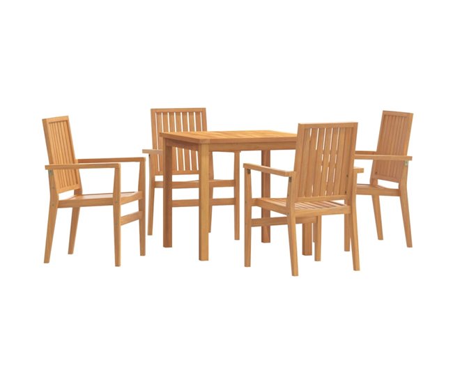 41b96bf8bcefbabf14a9c9533489cf14bcd9437d_65bf601c05f74130b6038e835b35438b Juego de comedor para jardin 5 piezas madera maciza de teca longitud mesa 80 cm - Conforama Hecho A Mano