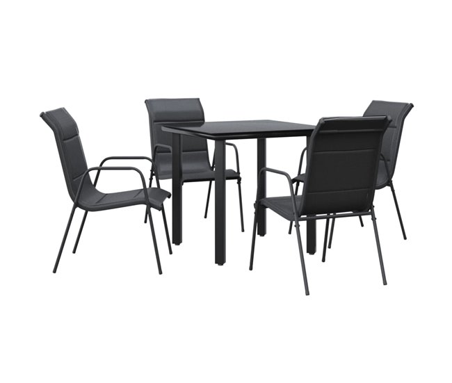 41dfeeae73264b37c7e8fec272f1c47ad2abe811_4f67750dcee54097b7daad2695c02496 Devolución Gratuita Juego de comedor para jardin 5 piezas acero y textilene negro - Conforama
