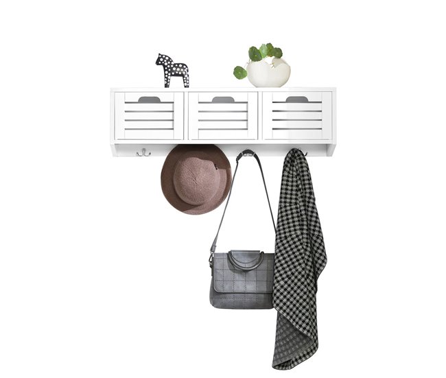 4266ecd4b3c5d086438dd701c5ea9c5698e88000_fde0d1f2463f47879dde35eaab85c4d2 Perchero de pared con 3 Cestas y 4 Ganchos Estante de Pared para Pasillo Entrada 80 x 20 x 25 cm FHK19-W SoBuy - Conforama Popular
