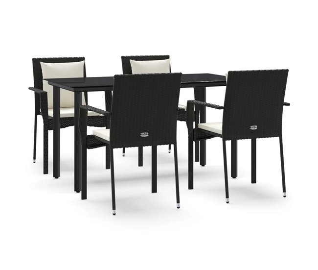 42e07ce08ec89210d143bbb30e737520c50f8080_55e4678649d846ebabc563259c233bee Mejor Precio Set de muebles jardín 5 pzas con cojines ratán sintético negro - Conforama