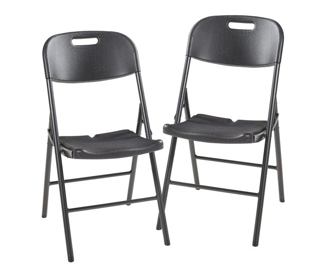 Precio Rebajado Set de 2 sillas plegables Ljusnarsberg metal/plástico 87x46x53cm - Negro [en.casa] - Conforama