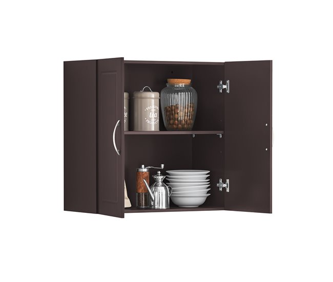 SoBuy Mueble Alto Armario de Baño Suspendido 2 Puertas Madera MDF Lacada FRG231-BR - Conforama Precio Rebajado