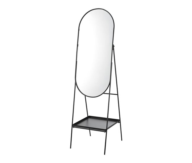 Espejo de pie cuerpo entero Perano con estante metal 160 x 46 x 50 cm - Negro [en.casa] - Conforama Nueva Colección