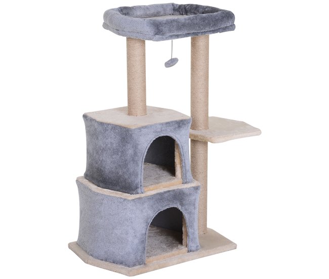 489b20487862d5d554c074ce87b7a9fa2afae56e_4713cae7105b4270a93ce2f02d84be56 PawHut Árbol Rascador para Gatos de 92 cm Torre para Gatos Mediano con 2 Cuevas Bola Colgante y Postes para Rascar Centro de Actividad para Gatos Gris - Conforama Pago Seguro