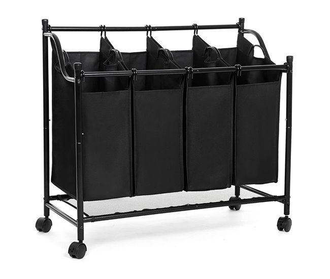 Cesto de ropa con 4 bolsas negras removibles sobre ruedas - L87,5 cm - Conforama Rebajas