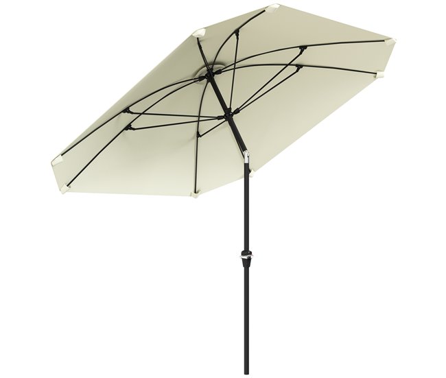 Outsunny Sombrilla Terraza Exterior 233x233 cm Sombrilla de Jardín con Ángulo Ajustable Impermeable Poste de Aluminio Varillas de Fibra de Vidrio y Manivela Parasol para Patio Terraza Crema - Conforama Ordenar Ahora Mismo