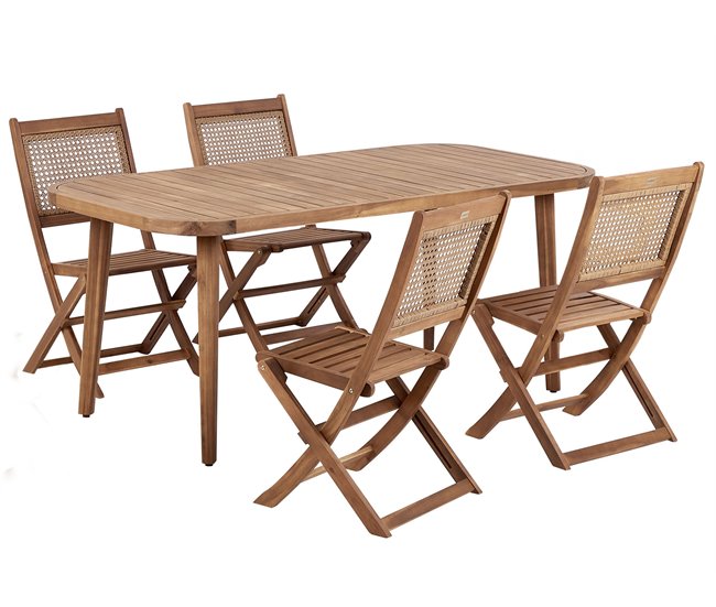 Ocasión Especial Conjunto de comedor exterior 4 plazas PARAGGI Madera de acacia certificada Marrón oscuro - Conforama