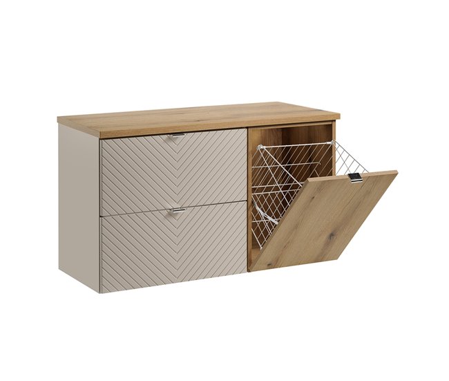 Mueble bajo lavabo 100cm cesto de ropa Manoa Cachemira y madera - Conforama Precio Bajo