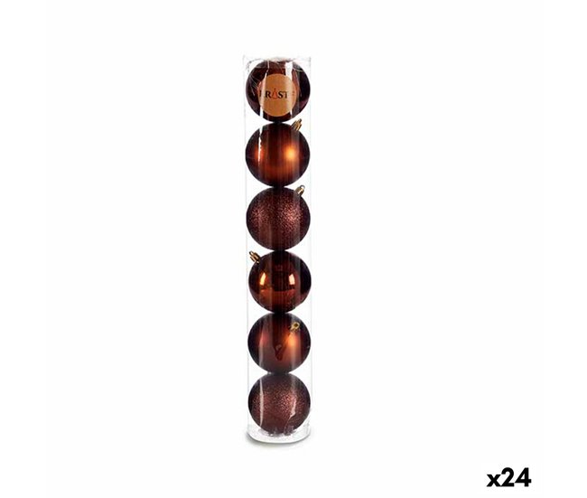 Set de Bolas de Navidad Marrón Plástico Ø 8 cm 8 x 8 x 47 cm (24 Unidades) - Conforama Oferta