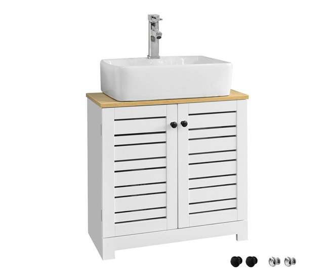 523727defbd5937a828aa359b882d82cc634bbfb_9bee30a007804108995d94595725542d A Buen Precio Mueble de baño para baño, color blanco y natural, 60 x 30 x 59 cm BZR40-W SoBuy - Conforama