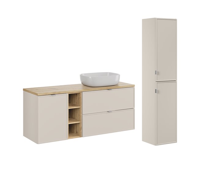 526b3045bf49517fe13991eb8a16c5e6782d5fe8_ec03d24187654fa1b7684c8441f2d987 Conjunto de muebles con lavabo individual 140cm 3 compartimientos cesto de ropa y columna Alba Cachemira - Conforama Ordenar Ahora Mismo