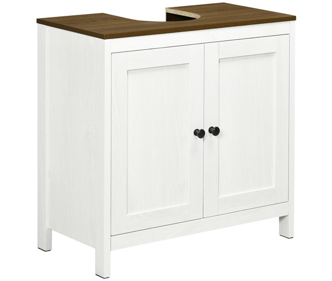 535eb9111d8f1c4431cb106a422eda773aee0663_cc38047eec49451da1b38f12666df21c kleankin Mueble para Debajo del Lavabo Armario Bajo Lavabo de Madera con 2 Puertas y Estante Ajustable Armario de Baño de Suelo Moderno 60x30x60 cm Blanco - Conforama Precio De Oferta