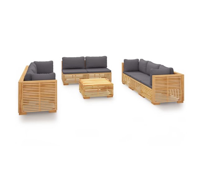536eed5b732ef2451121d1f2a2f13377a74ccb05_0338090351c74d1299114dedf376f115 Juego muebles de jardín 9 piezas y cojines madera maciza teca - Conforama Novedad