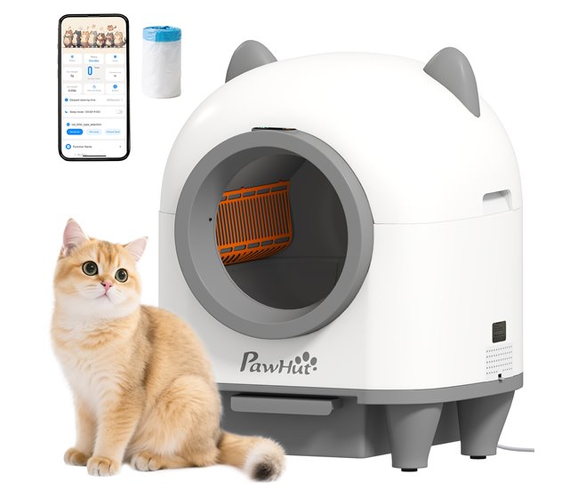 PawHut Arenero Gatos Autolimpiable 80L Arenero Autolimpiable Eliminación de Olores Control de APP Protección de Seguridad 1 Rollo de Bolsas de Basura - Conforama Venta Final