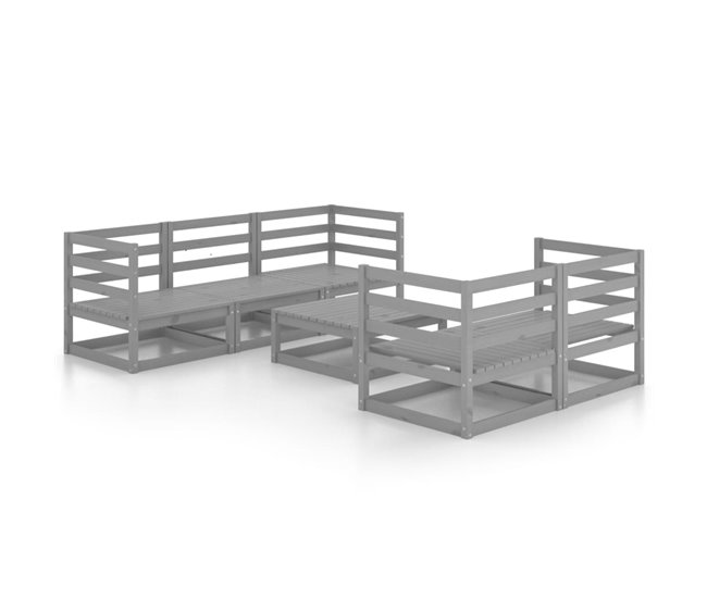 539570354051c3675209aa2226f2319aecf357ed_c628cf0ba9184977aa2683948885e204 Juego de muebles de jardín 6 piezas gris madera maciza de pino - Conforama Mayoreo