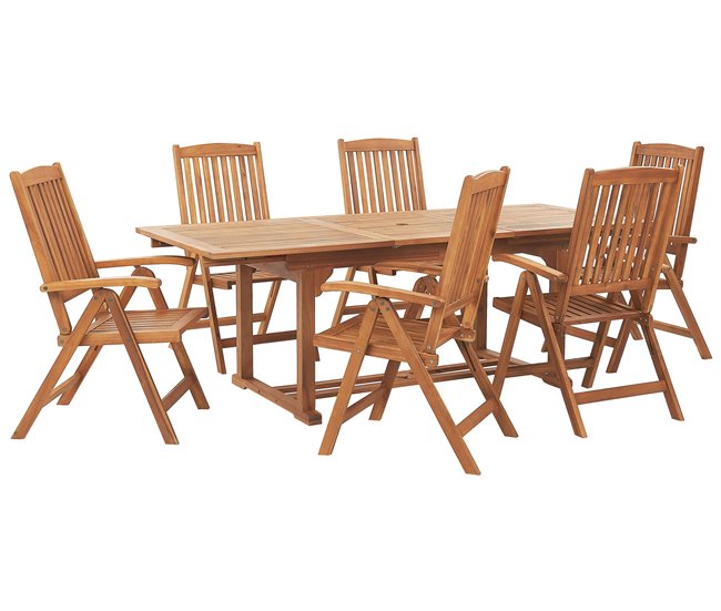 544157c3745f16496342a43d584fd3aaac5cd15a_bbc724c9e496405697cbec2b38a1e1d8 Rebajas Conjunto de comedor exterior 6 plazas JAVA Madera de acacia Marrón claro - Conforama