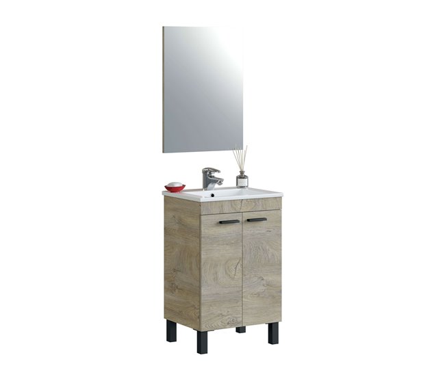 5619ea68b56eabb74241f70a4a502644e481c185_85531a92685a42b3a17e34a7617fa33d Pack De Baño Aseo Color Roble Alaska Con Mueble, Espejo, Lavabo Y Columna Industrial Lavabo Incluido - Conforama Últimas Unidades