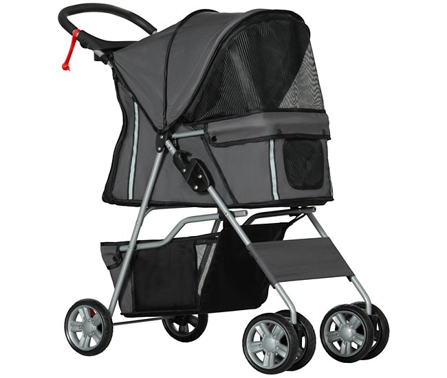 5887e3549ca925932b08916d255b4dd50ed55eec_27d7a4671fa6476faf9832b801bcb97f Envío Gratis PawHut Carrito para Perros Plegable Cochecito para Mascotas Carrito para Perros Pequeños con Toldo Ajustable Cesta Ventanas de Malla Portavasos y Ruedas Carga 15 kg 75x45x97 cm Gris Oscuro - Conforama