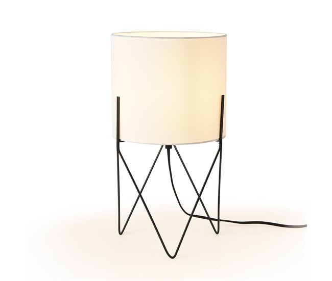Mejor Precio Lámpara de mesa Slough diseño contemporáneo 1x E14 40 W metal + tela  38 x 21 x 21 cm - Blanco y Negro [lux.pro] - Conforama