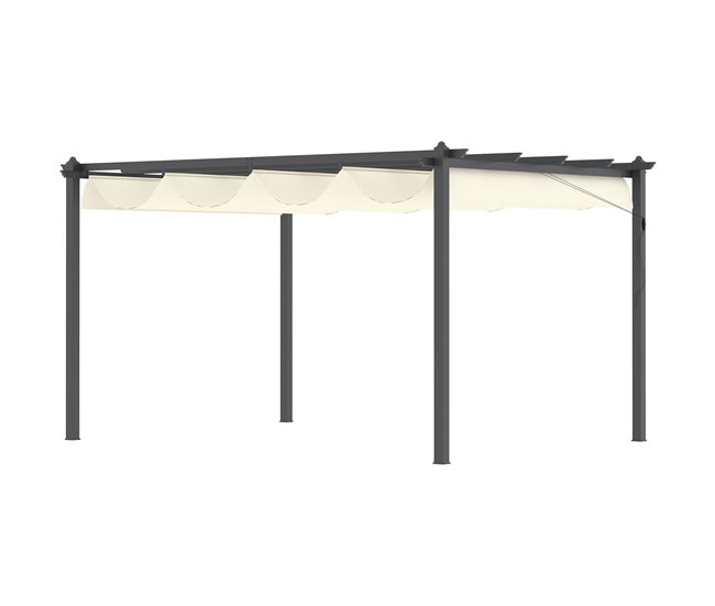 5a2608b73f4e079d60012b79beea8089d242904c_7655d43014cf407896a80ec6caa9c18d Outsunny Pérgola con Techo Retráctil Pérgola de Aluminio 4x3 m Cenador con Tela de Poliéster Resistente al Agua Pabellón para Jardín Patio Terraza Exterior Crema - Conforama Última Oportunidad