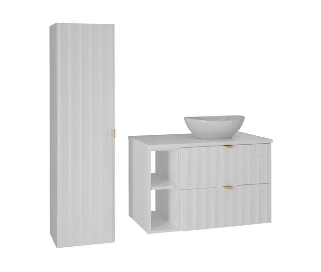 5aeaa2e011bf12da10dd63f7073264742f8a0d6d_fcd8e921670b43c1a1dceee0142ba76c Conjunto de muebles con lavabo individual 80cm 2 compartimientos y columna Lexa Blanco - Conforama Imprescindible (Must-Have)