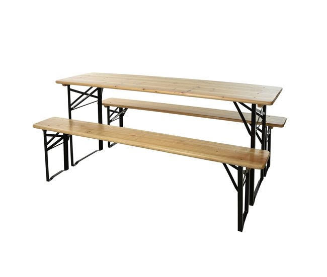 5c465b334dc0d75a8b17e97565031af2aa582181_b1b726594f014e17ad490ed5f800ed07 Well Home Juego de Mesa de Jardín de Madera 100% Abeto con Patas de Metal - Conforama Original