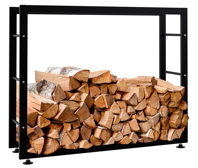 Nueva Colección Leñero Keri de metal negro Negro 25X100X80 cm - Conforama