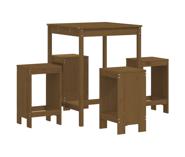 60e52dfc93b9273629bc01f038356efb5114ea4c_e62f151f8a3441bca3feb9b79d401bb1 Original Mesa alta y taburetes de jardin 5 piezas madera maciza Douglas - Conforama