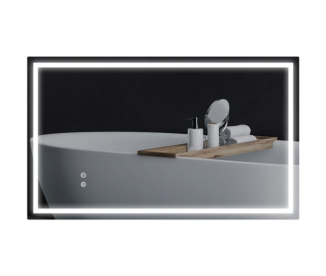 60fe0b185597c3adf921252455cb128ad94caae8_d5cb952fc0f647688592efc16d91129a De Moda HOMCOM Espejo de Baño con Luz LED 100x60 cm Espejo de Pared con Luz Retroiluminado Antivaho Brillo Regulable Interruptor Táctil IP44 Montaje Horizontal o Vertical - Conforama